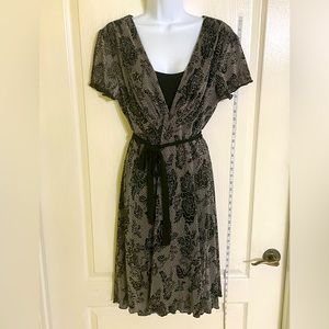 Connected Apparel Black Dress with Floral Pattern